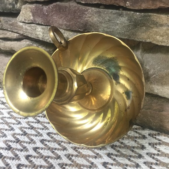 Brass Candle Holder Chamberstick India Boho - Picture 9 of 10